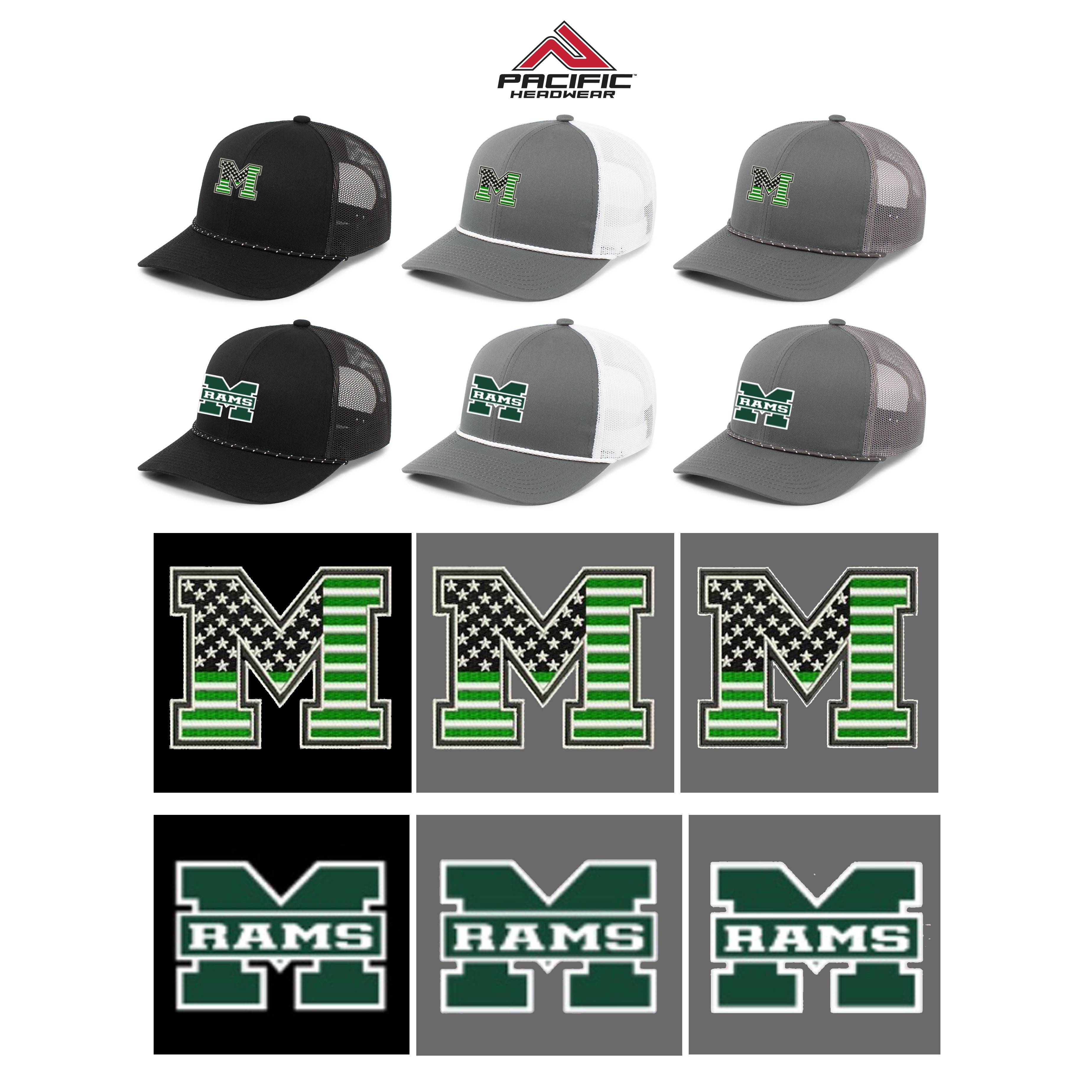 Friends Of Marshfield Hockey Pacific Headwear Trucker Snap Back Braid Cap