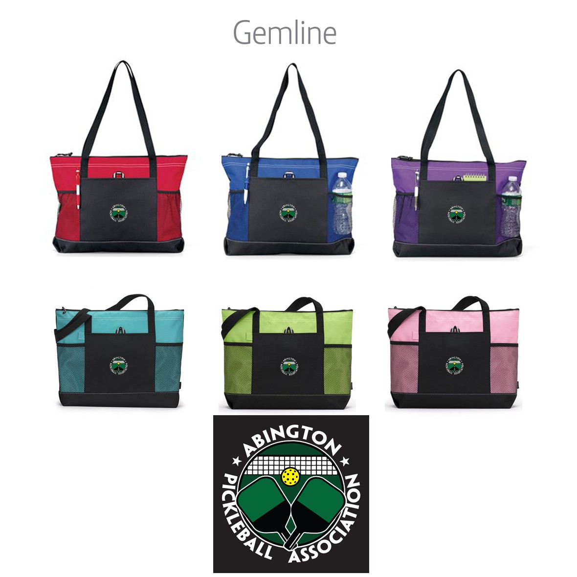 Abington Pickleball Gemline Select Zippered Tote, Embroidered