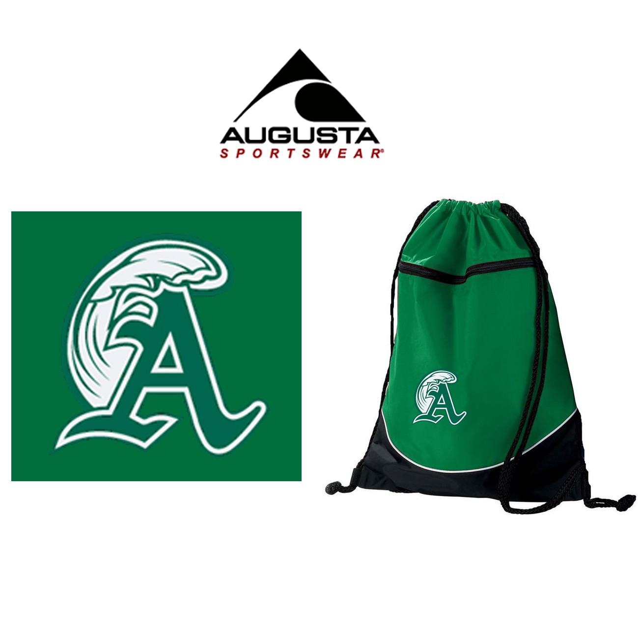 Abington Greenwave Boosters Augusta Tri-Color Drawstring Backpack