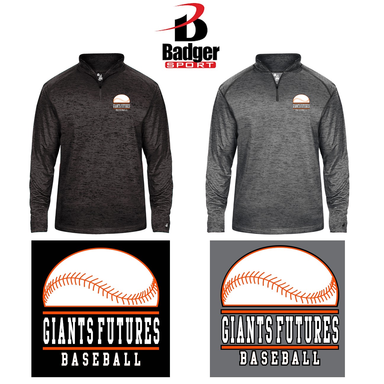 Giants Futures Baseball Badger Tonal Blend 1/4 Zip, Youth