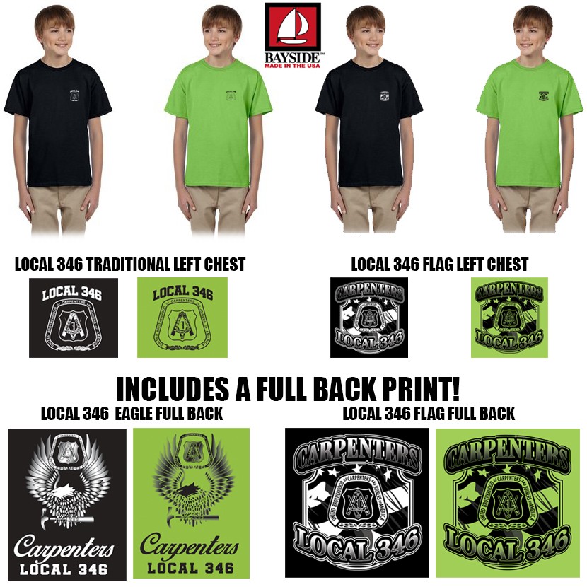 Carpenters Local 346 Bayside USA-Made Youth T-Shirt - 4100