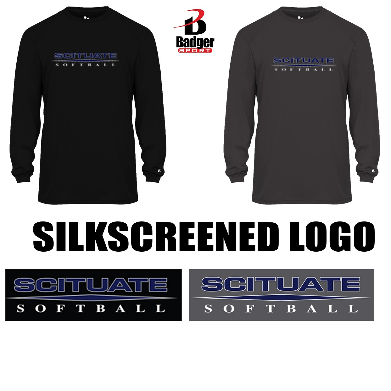 Scituate High School Softball Badger B-Core Long Sleeve Tee, Silkscreened