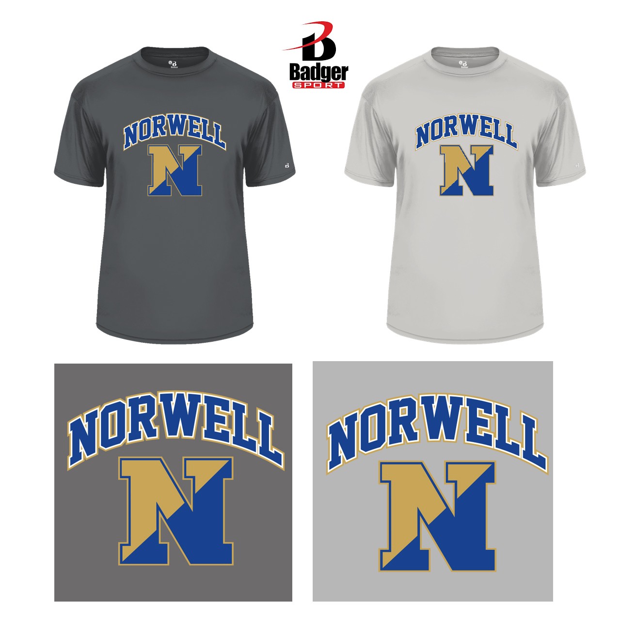 Norwell Middle School Badger B-Core Performance Short Sleeve Tee, Youth