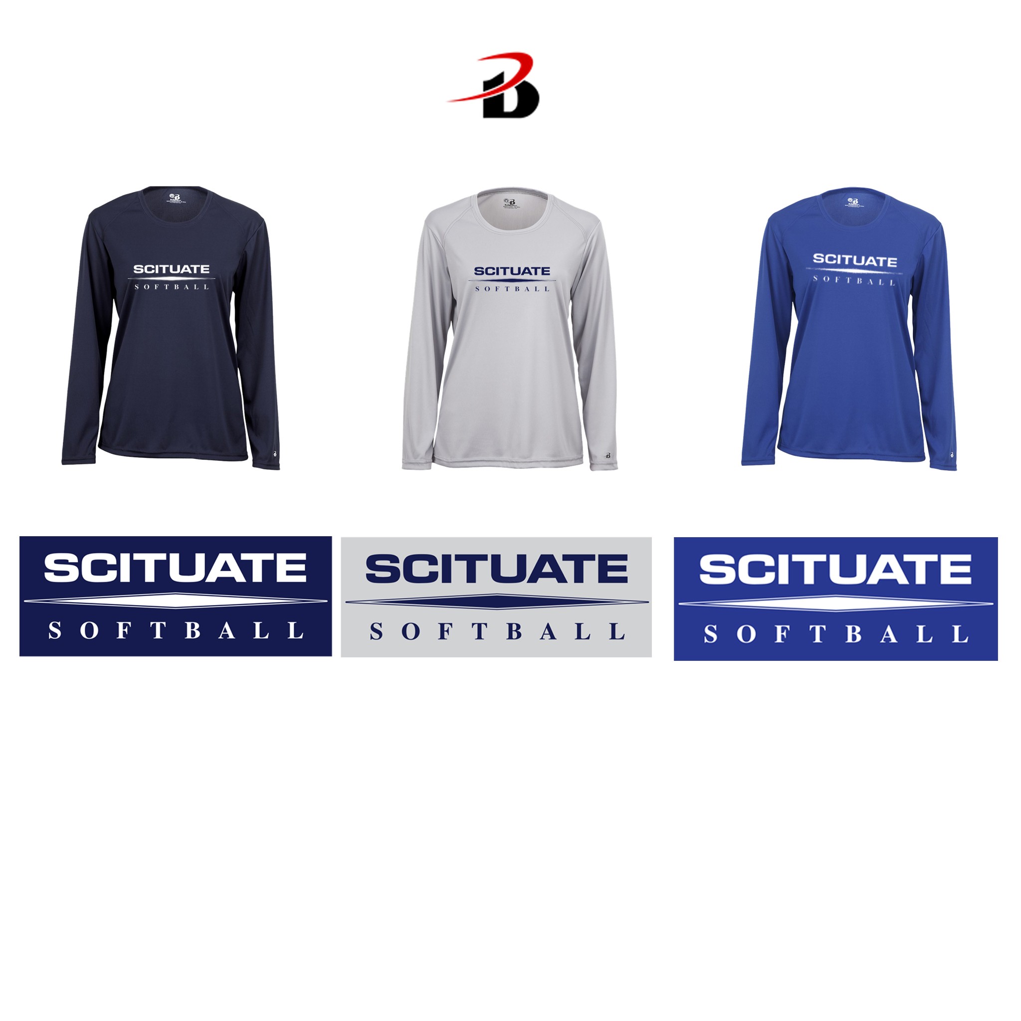 Scituate High School Softball Badger B-Core Women’s Long Sleeve Tee, 1 Color Print Silkscreened Version