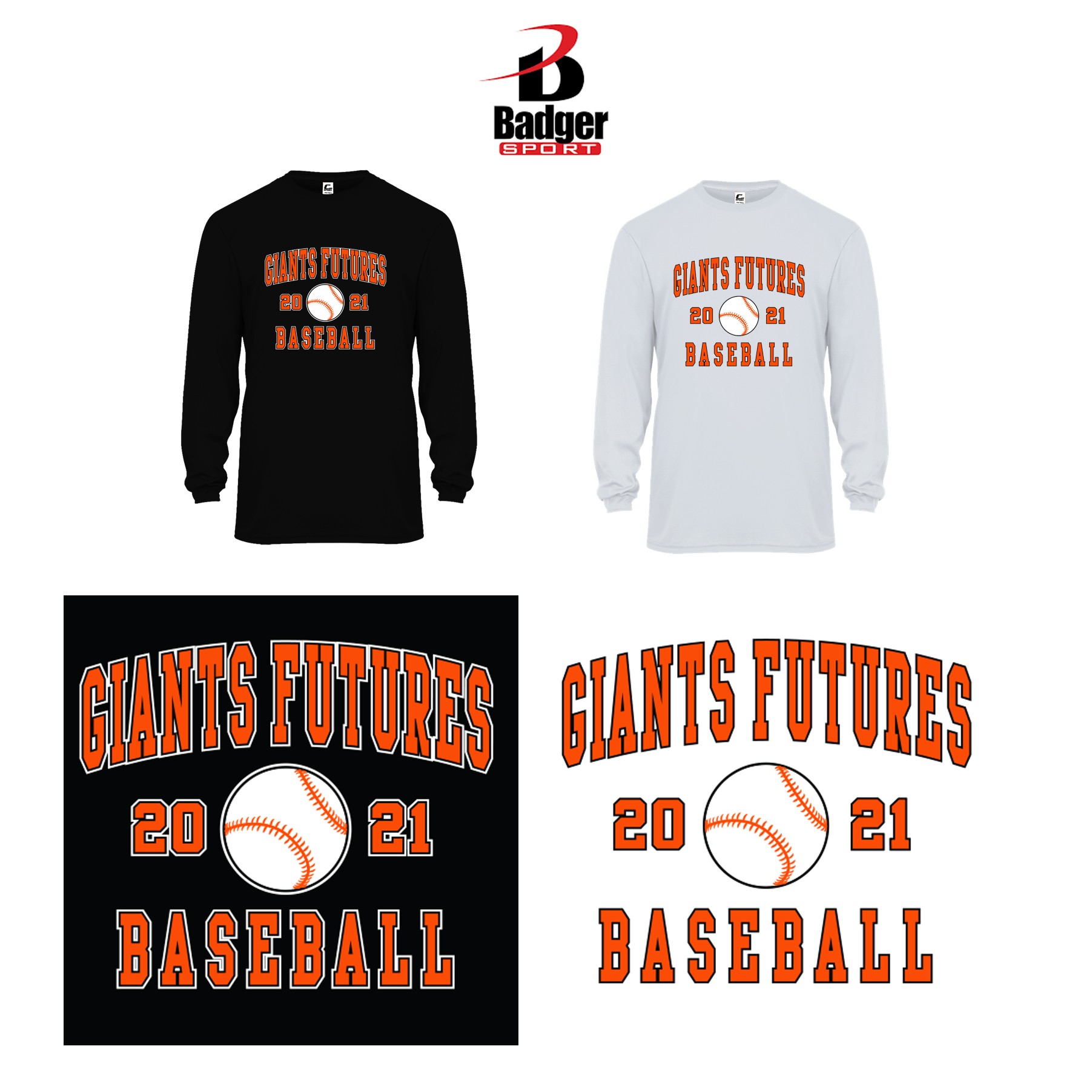 Giants Futures Baseball Badger C2 Long Sleeve Tee, Youth