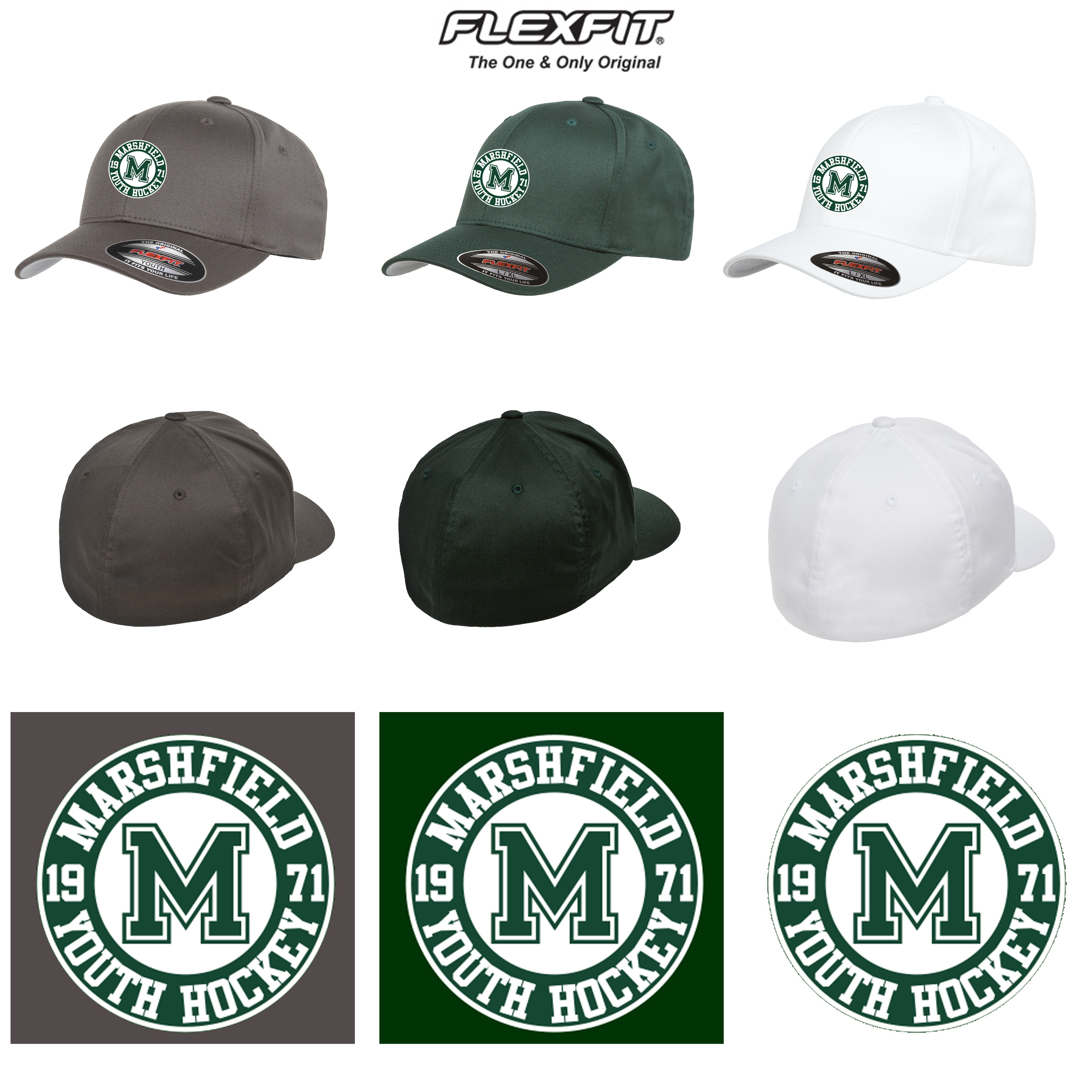 Marshfield Youth Hockey Flexfit Wooly 6-Panel Cap, Adult