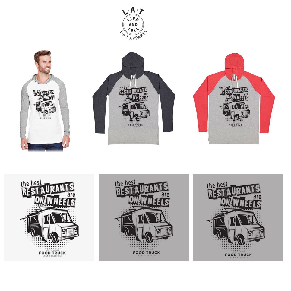 South Shore Food Truck Association SSFTA LAT Men's Hooded Raglan Long Sleeve Fine Jersey T-Shirt, Adult