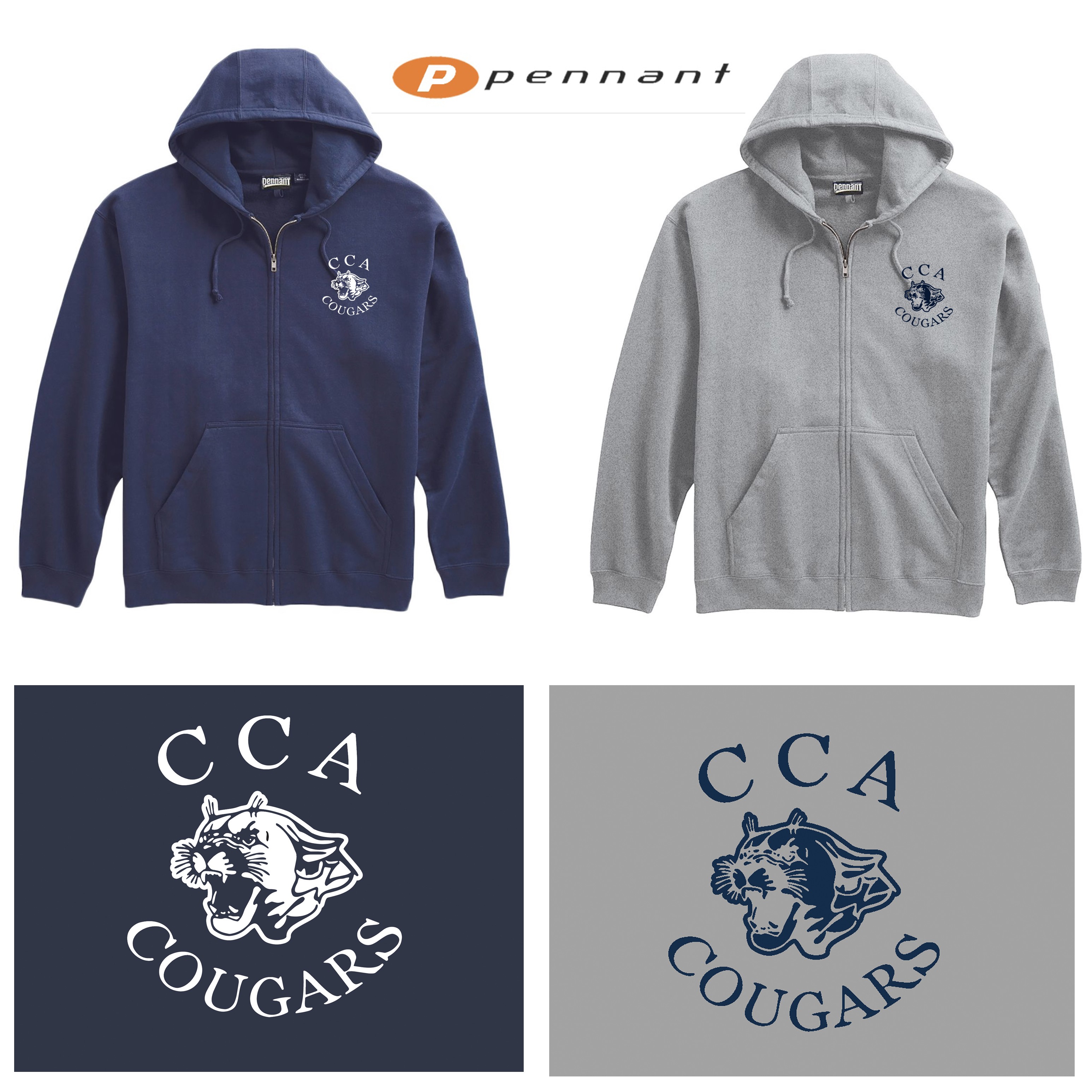Calvary Chapel Academy Pennant Brand Super-10 Full Zip Hoodie, Adult Fit, #701
