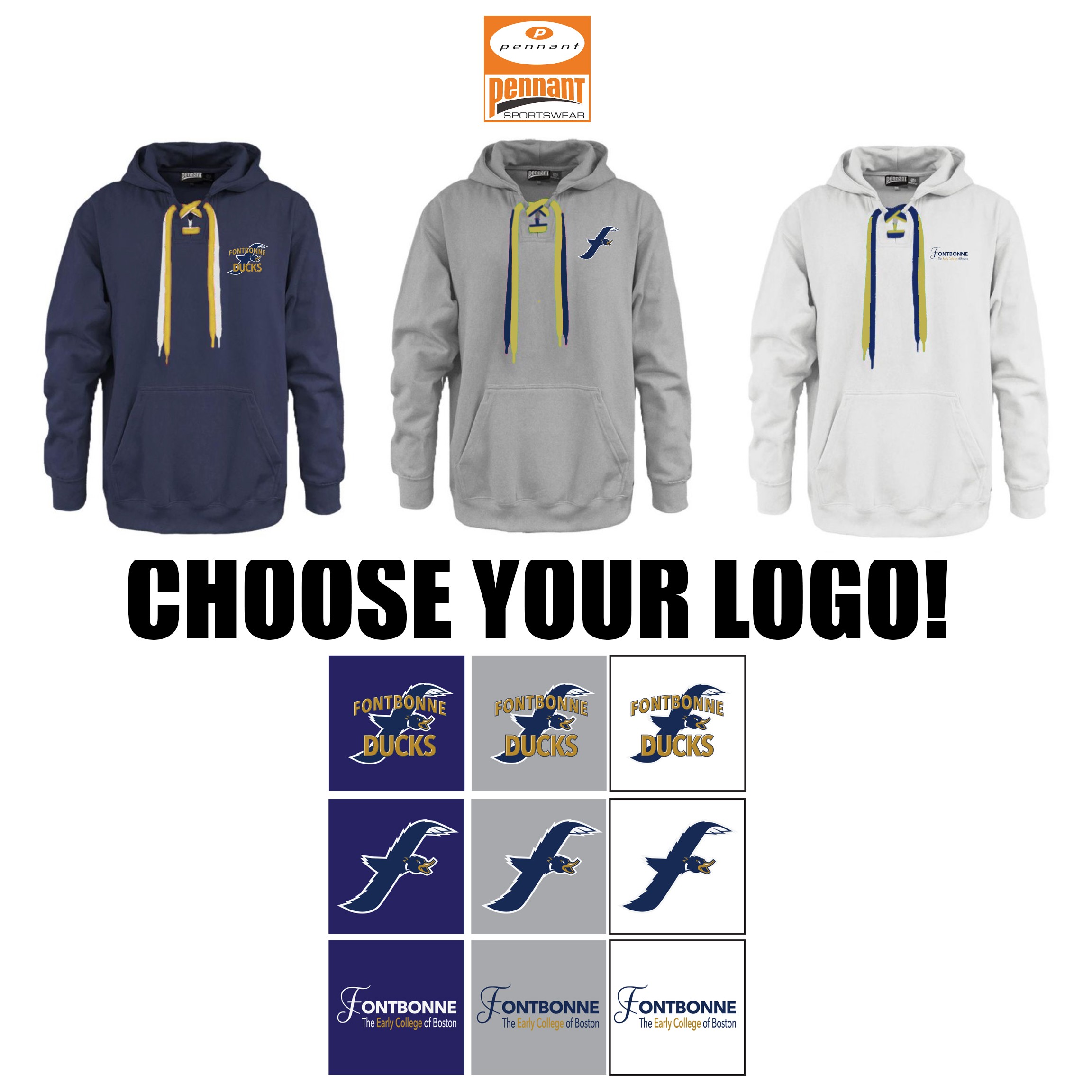 Fontbonne Academy Pennant 715 Faceoff 2-Lace Hoodie