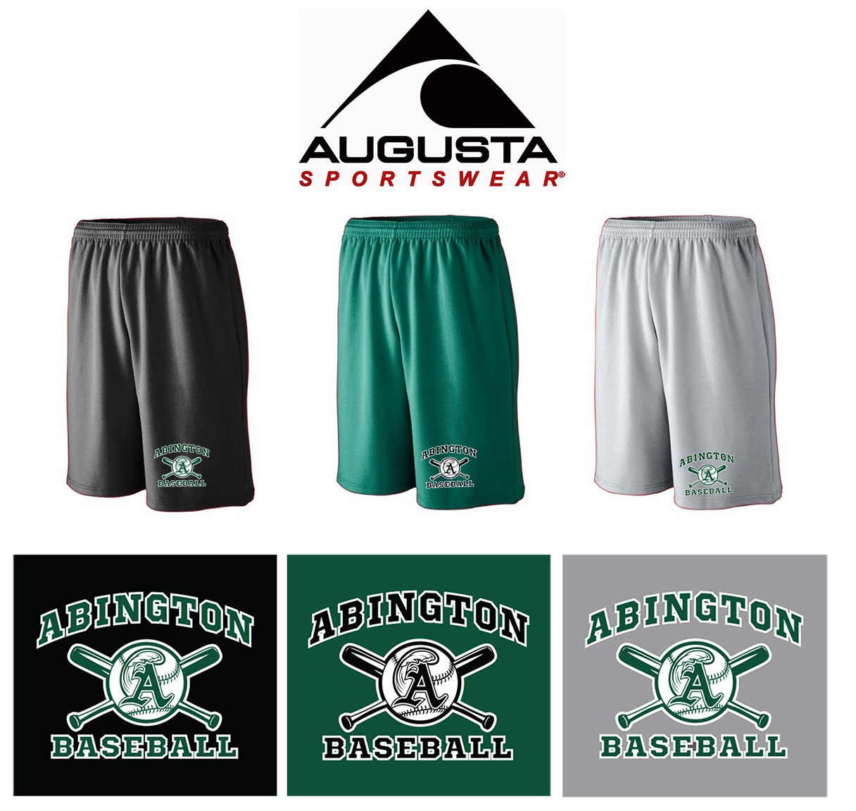 Abington Little League Augusta Longer Length Wicking Mesh Athletic Shorts