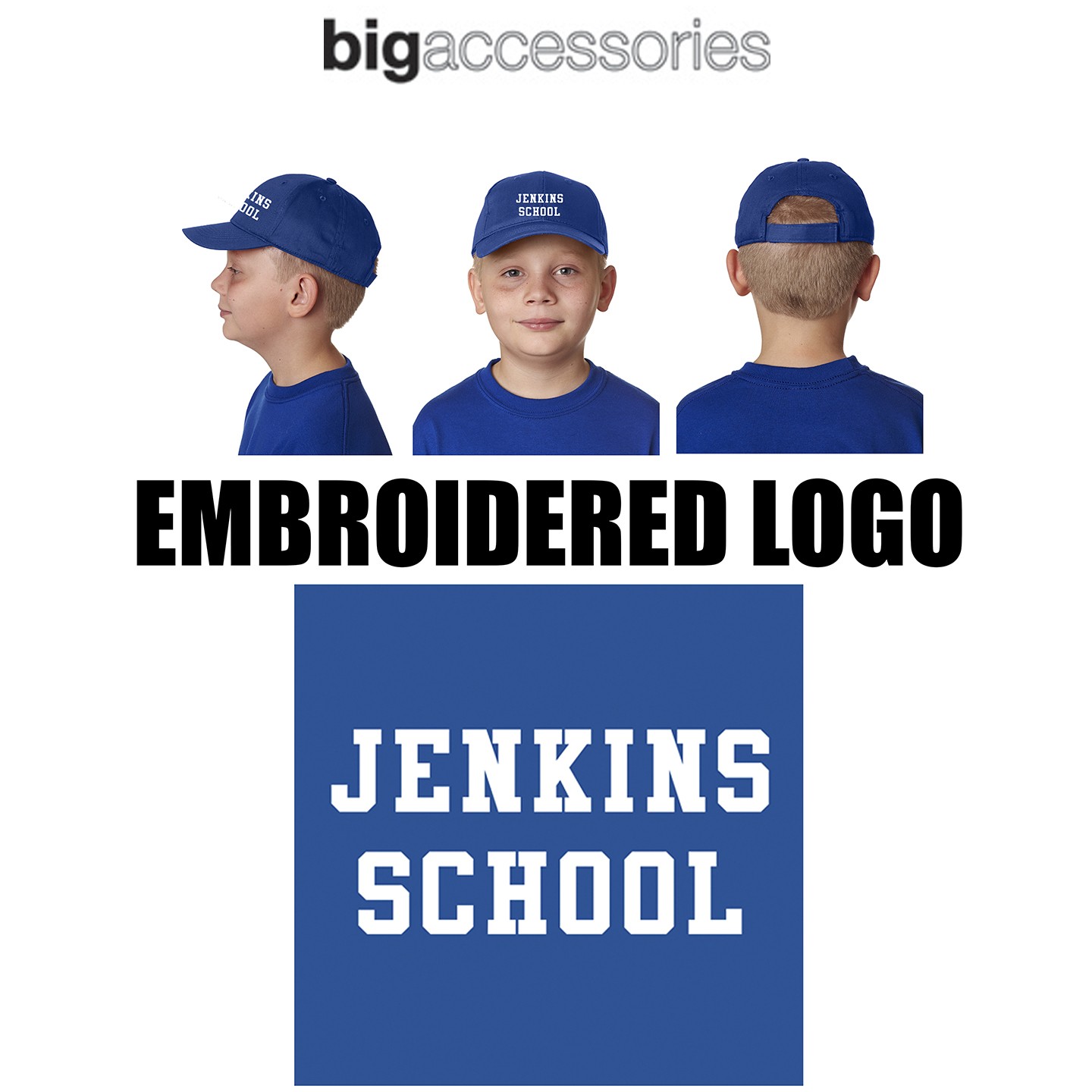 Jenkins School Big Accessories Youth 6-Panel Brushed Twill Unstructured Cap/Youth Fit