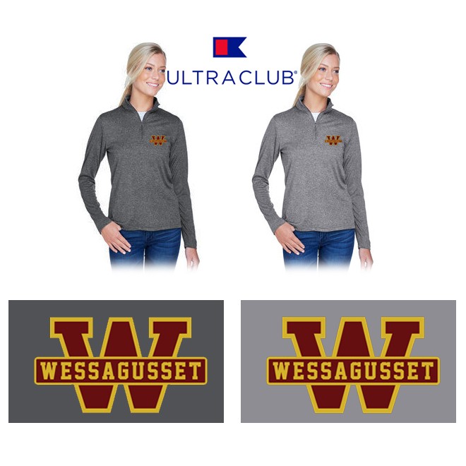 Wessagusset Primary School UltraClub Ladies' Cool & Dry Heathered Performance Quarter-Zip