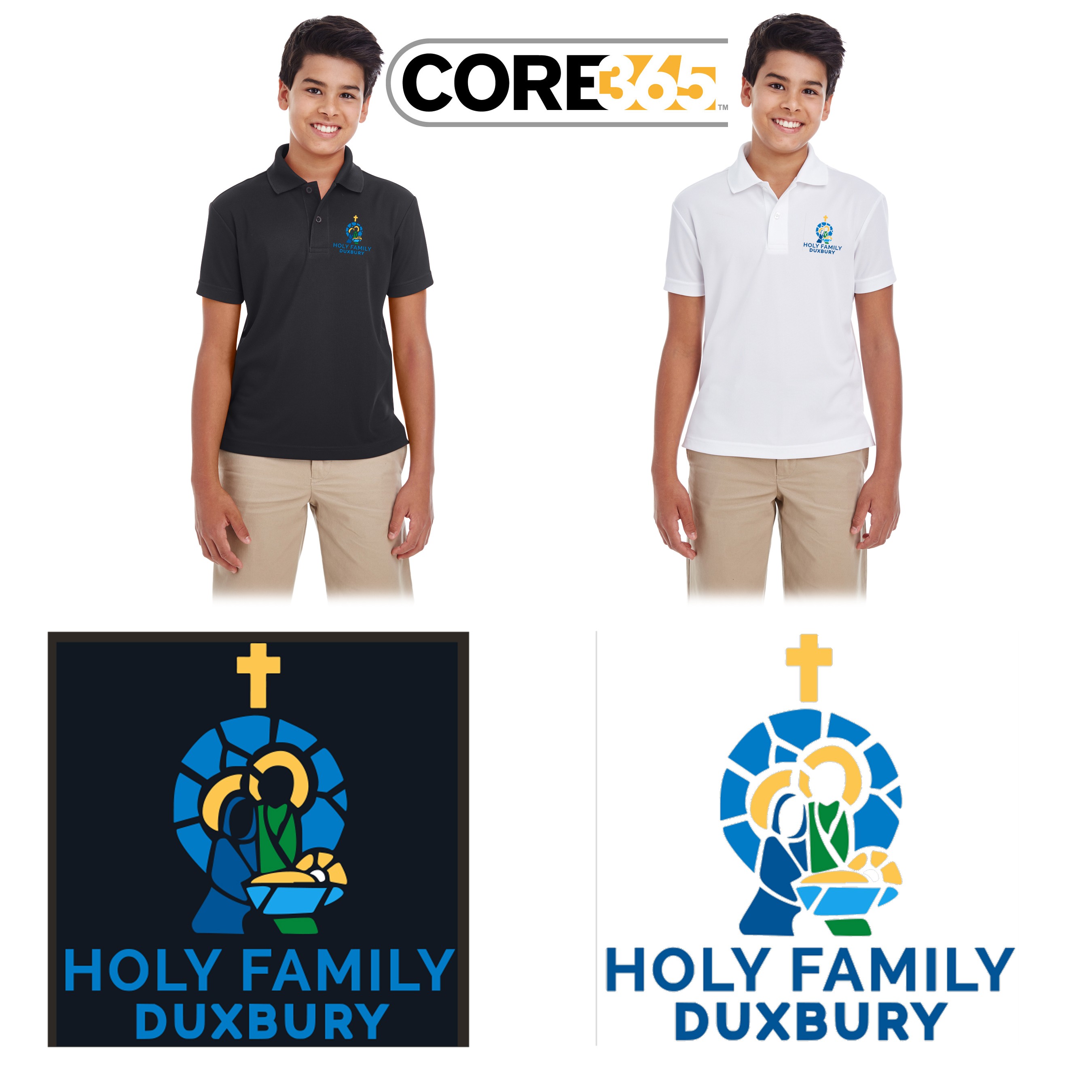 Holy Family Duxbury Ash City - Core 365 Youth Origin Performance Piqué Polo