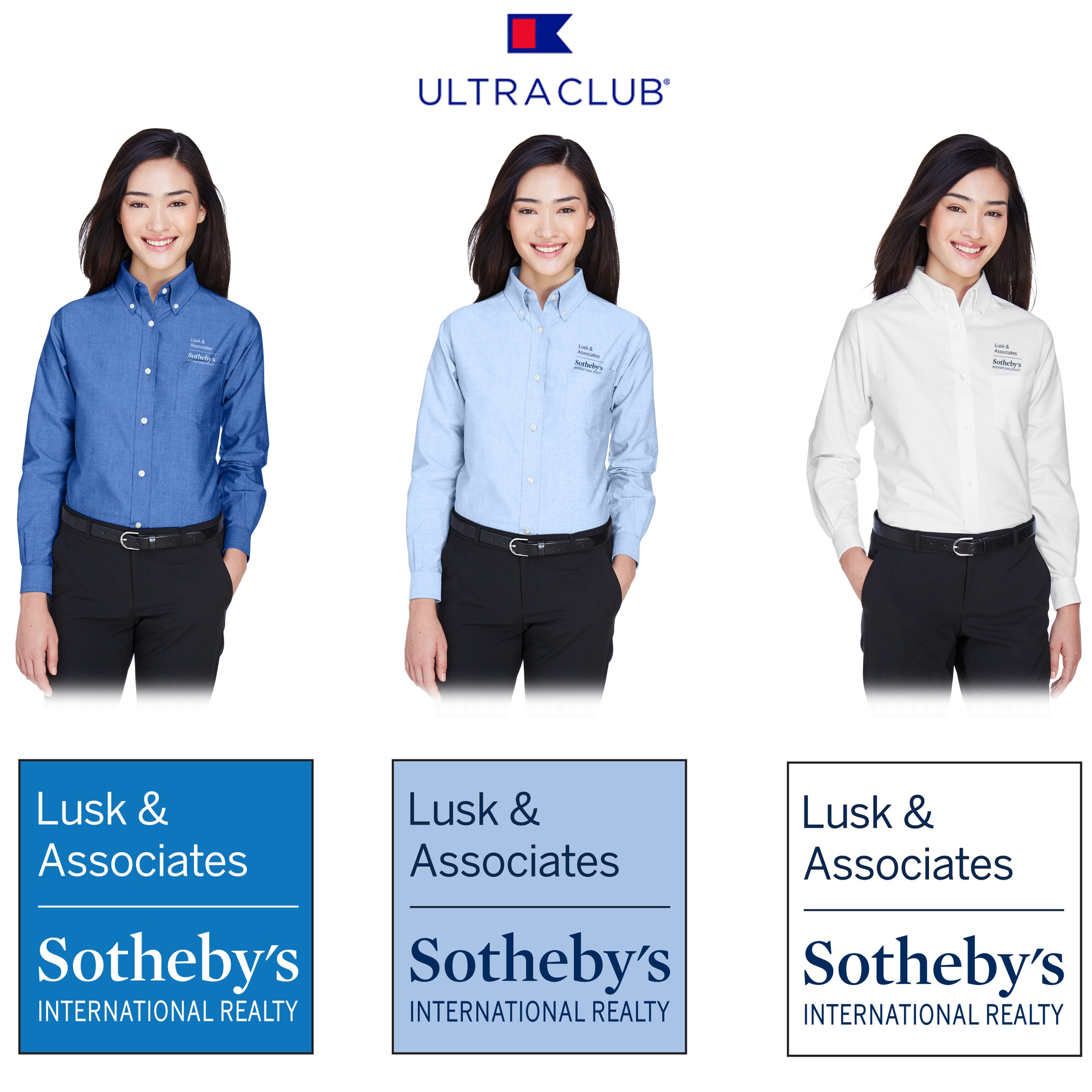 Lusk & Associates Sotheby’s International Realty UltraClub Ladies' Classic Wrinkle-Resistant Long-Sleeve Oxford