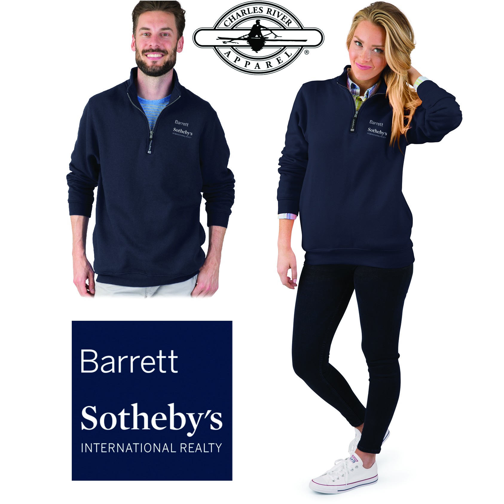 Barrett Sotheby’s Charles River Adult Crosswind Quarter Zip Sweatshirt, Unisex