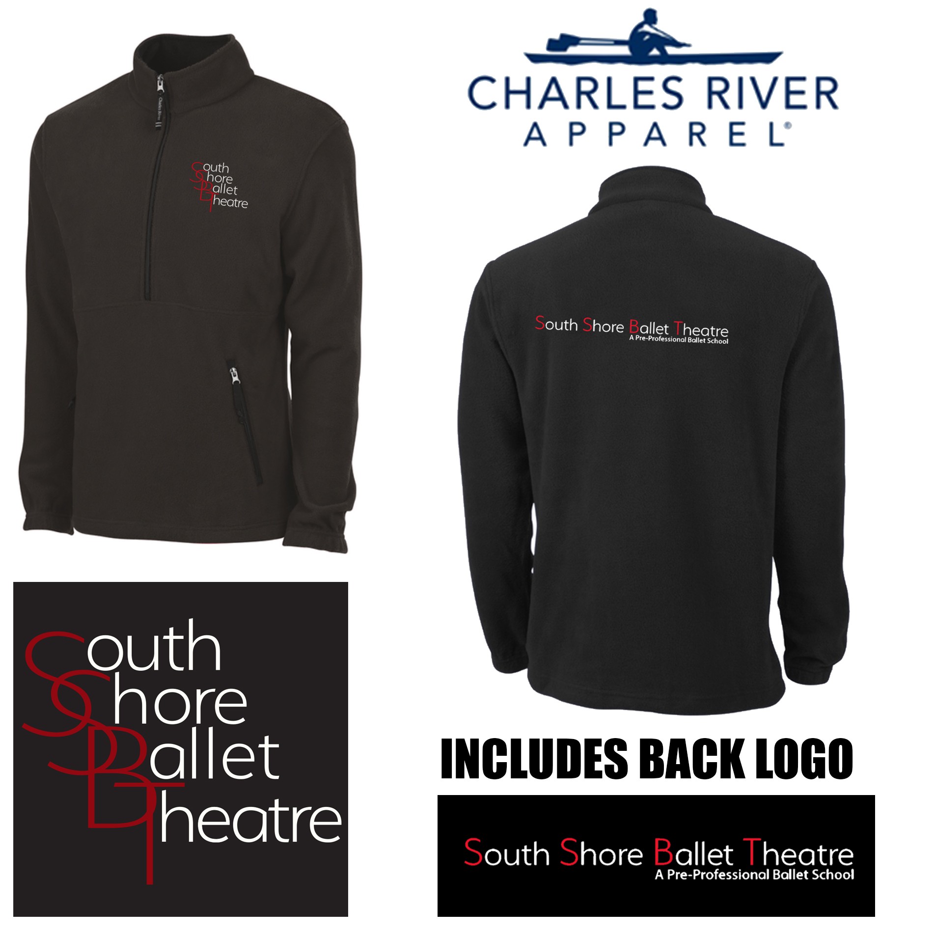 South Shore Ballet Theatre Charles River Adult Adirondack Fleece Pullover, UNISEX FIT