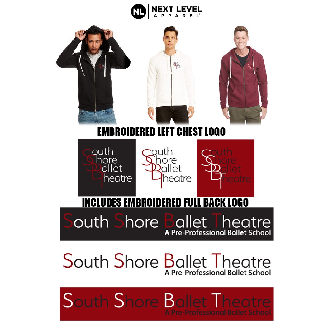 South Shore Ballet Theatre Next Level Apparel Premium Unisex Santa Cruz Full-Zip Hooded Sweatshirt