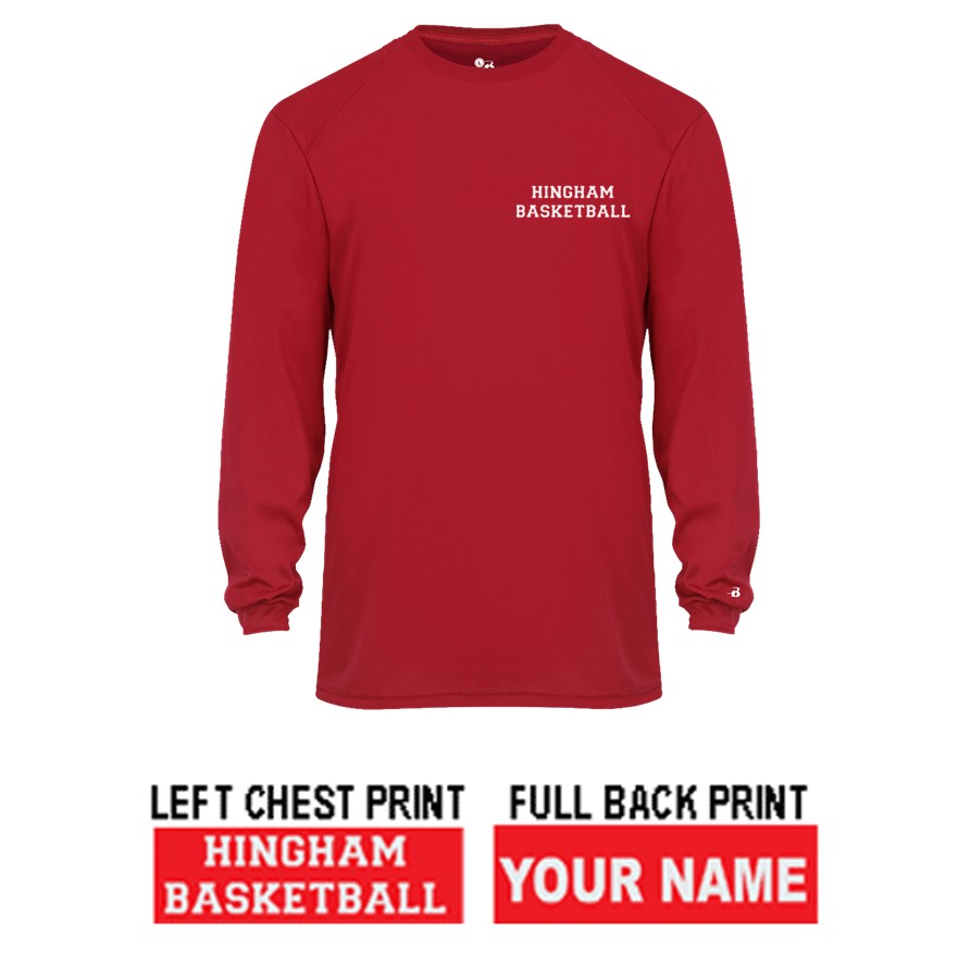 Hingham Girls Basketball Travel Team Exclusive Badger B-Core L/S “Shooter Shirt” Tee, Youth Unisex