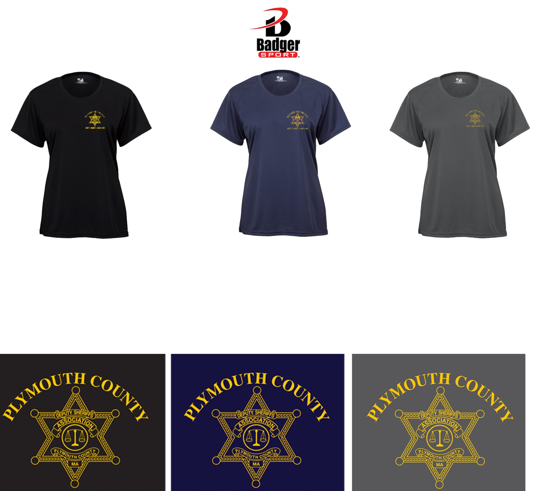 Plymouth County Deputy Sheriffs Association Badger B-core Women’s Tee, Performance Material
