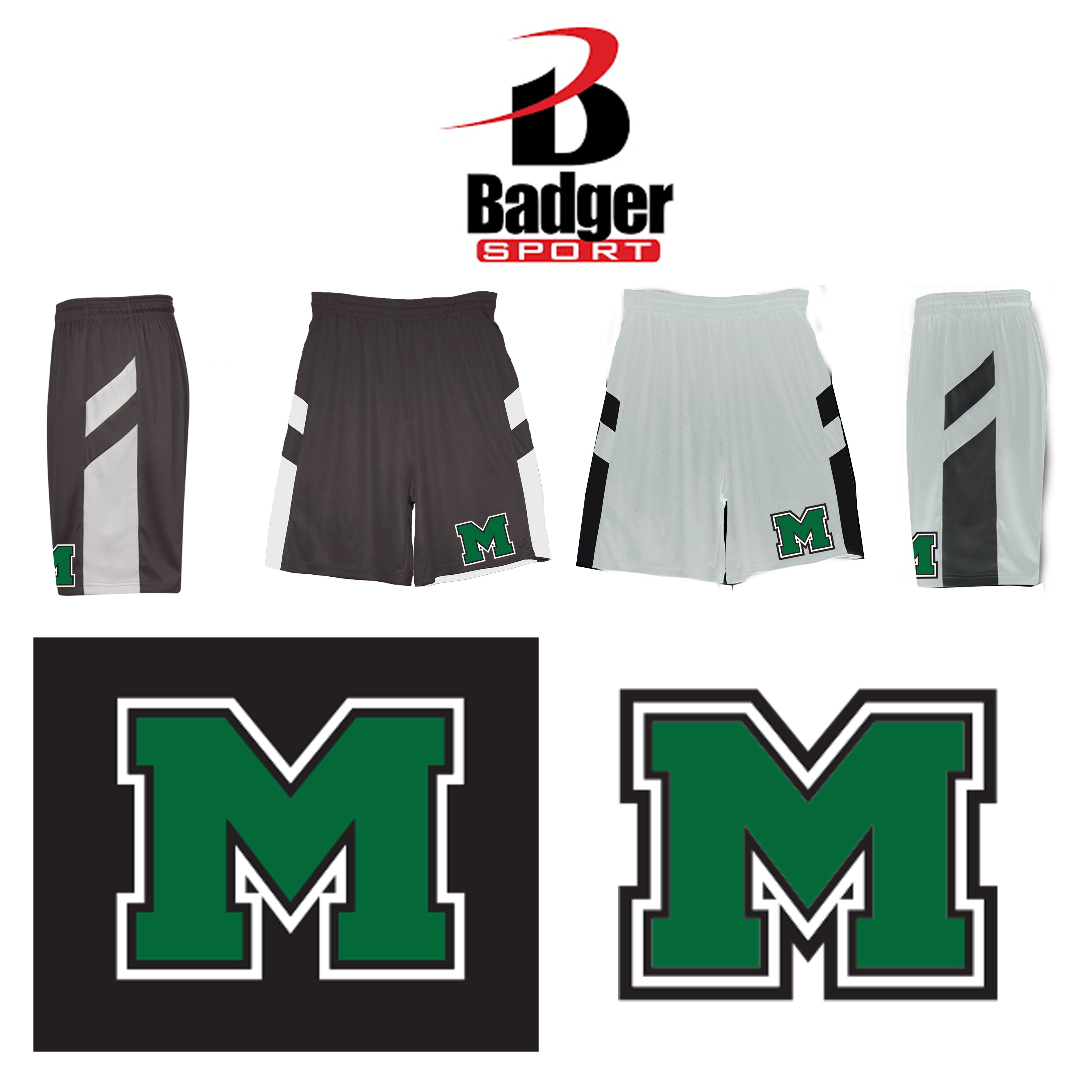 Marshfield Youth Basketball Badger B-Pivot Reversible ADULT Short- REQUIRED UNIFORM ITEM