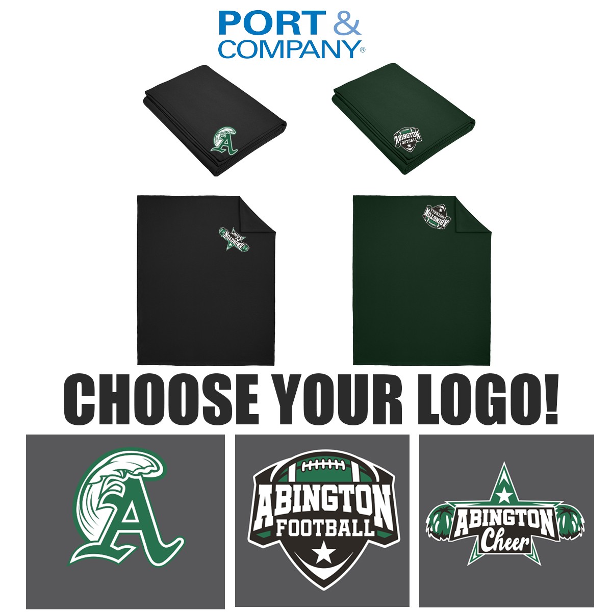 Abington Youth Football & Cheer Port & Company® Core Fleece Sweatshirt Blanket