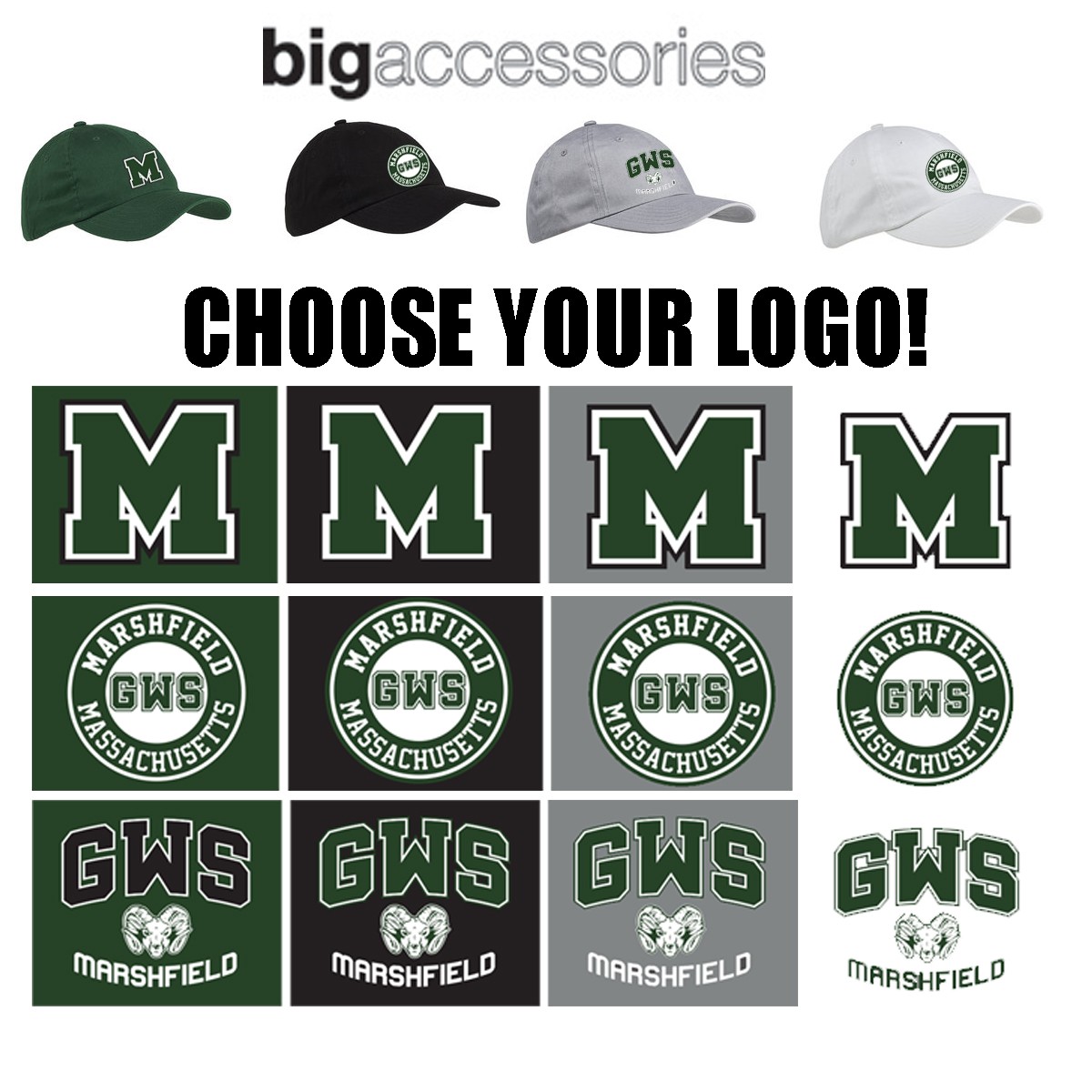 Governor Winslow School Marshfield Big Accessories 6-Panel Brushed Twill Unstructured Cap, Adult Fit