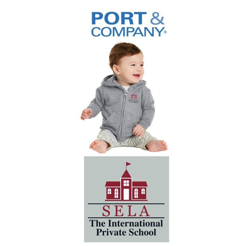SELA - The International Private School Port & Company® Infant Core Fleece Full-Zip Hooded Sweatshirt, Infant Fit, Embroidered
