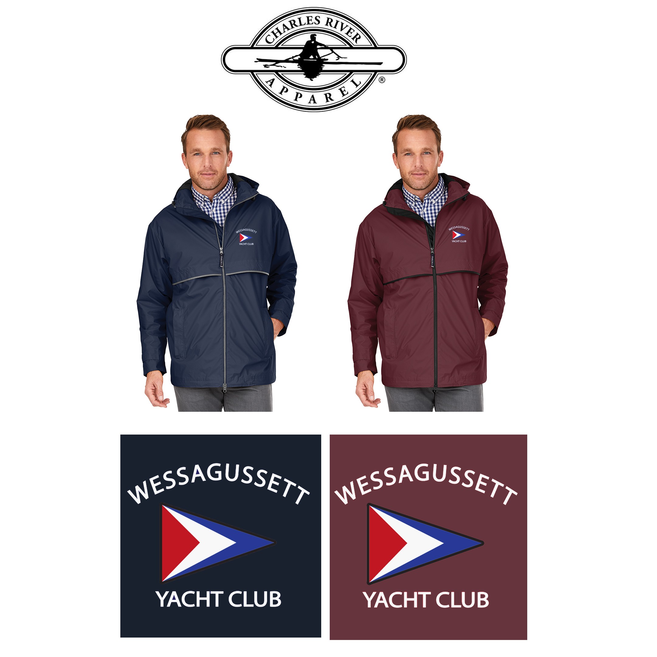 Wessagussett Yacht Club Charles River Apparel Men’s New Englander Rain Jacket
