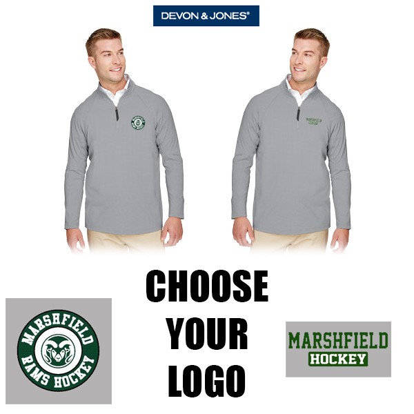 Marshfield Hockey Boosters HS Devon & Jones CrownLux Performance™ Men's Clubhouse Micro-Stripe Quarter-Zip