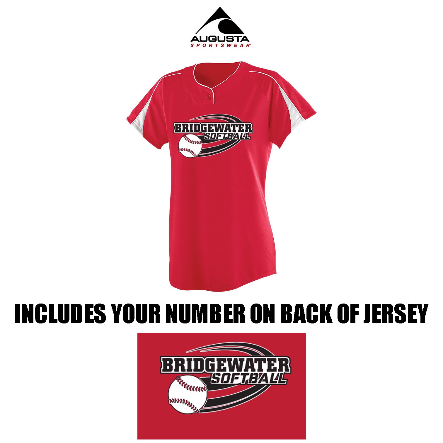 BGSL Bridgewater Girls Softball League Summer Travel Team Augusta Ladies Diamond Jersey, Ladies Fit