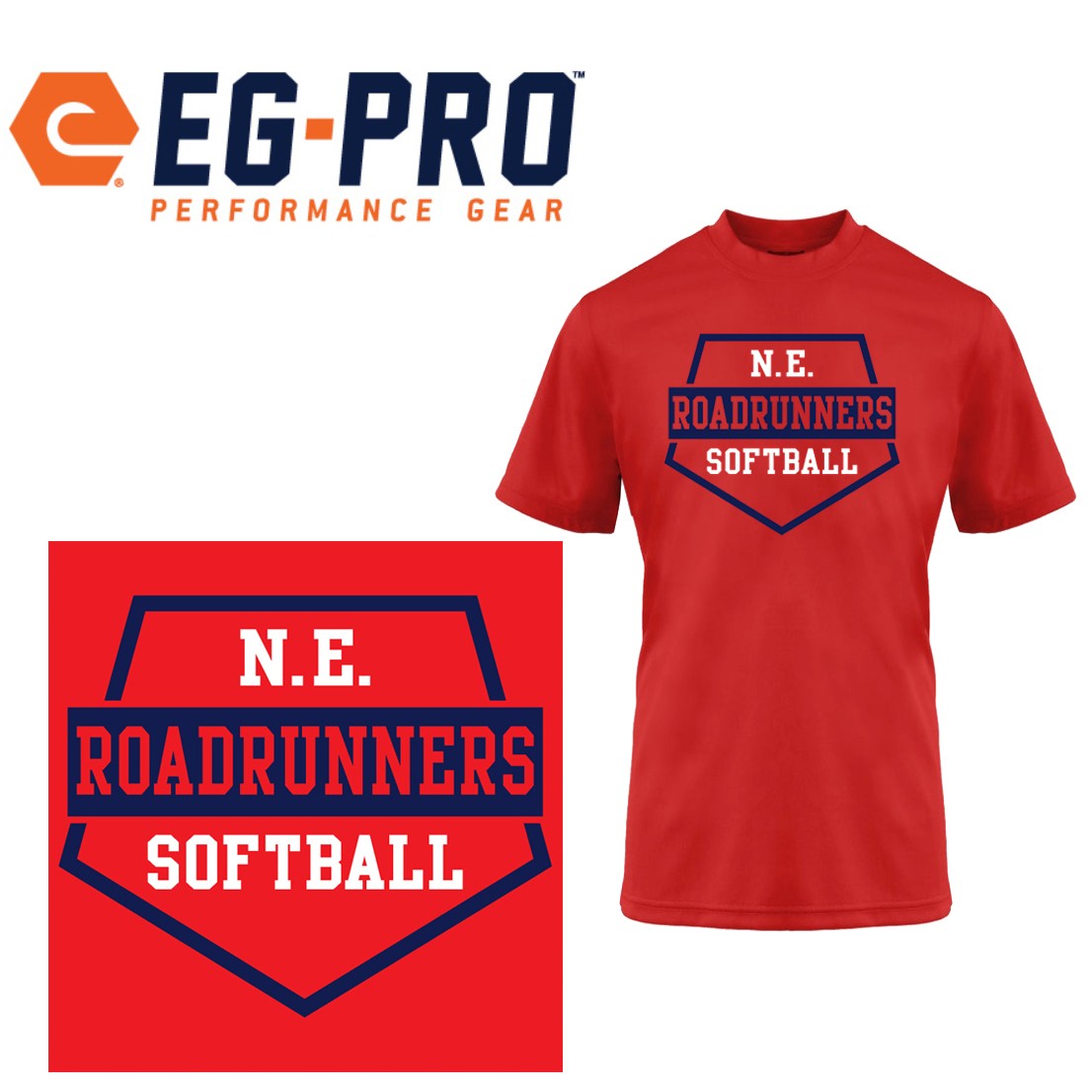 Roadrunners EG-PRO Basic Training Youth Crew Neck Tee (Set-In Sleeves), SOFTBALL Version