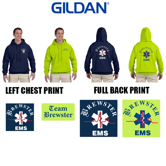 Brewster Ambulance Gildan Adult Unisex/Mens DryBlend® 9.0 oz., 50/50 Hood, 2 Imprint Version