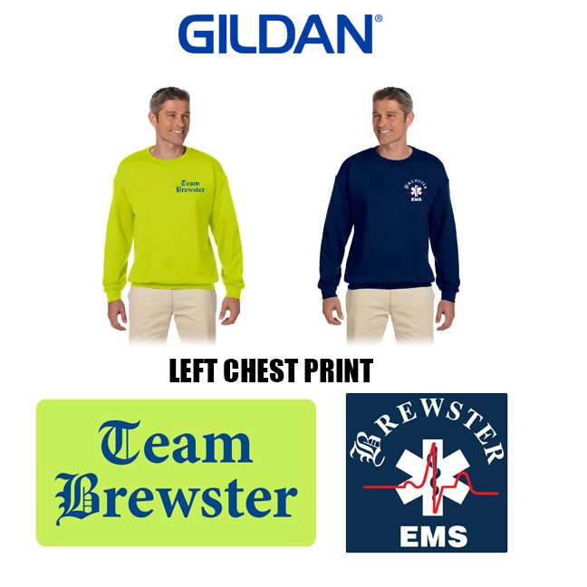 Brewster Ambulance Gildan Adult Unisex/Mens Heavy Blend™ 8 oz., 50/50 Fleece Crew, Left Chest Version