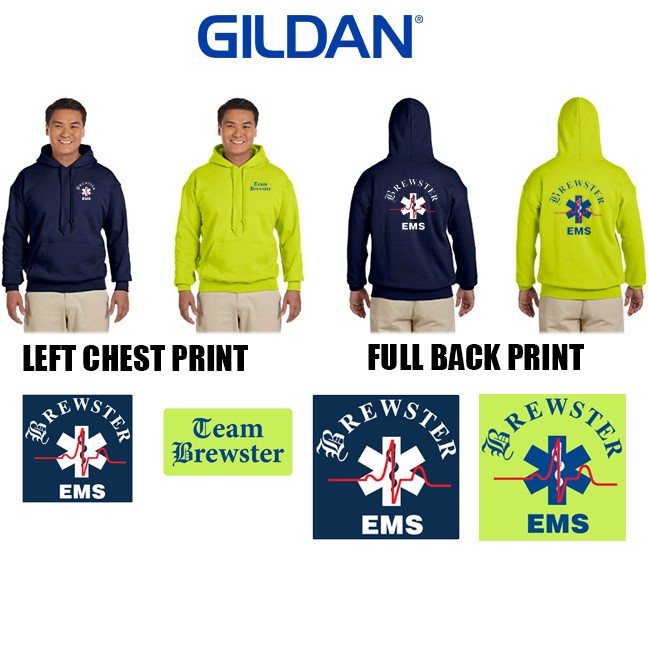  Brewster Ambulance Gildan Adult Unisex/Mens Heavy Blend™ 8 oz., 50/50 Hood, 2 Imprint Version