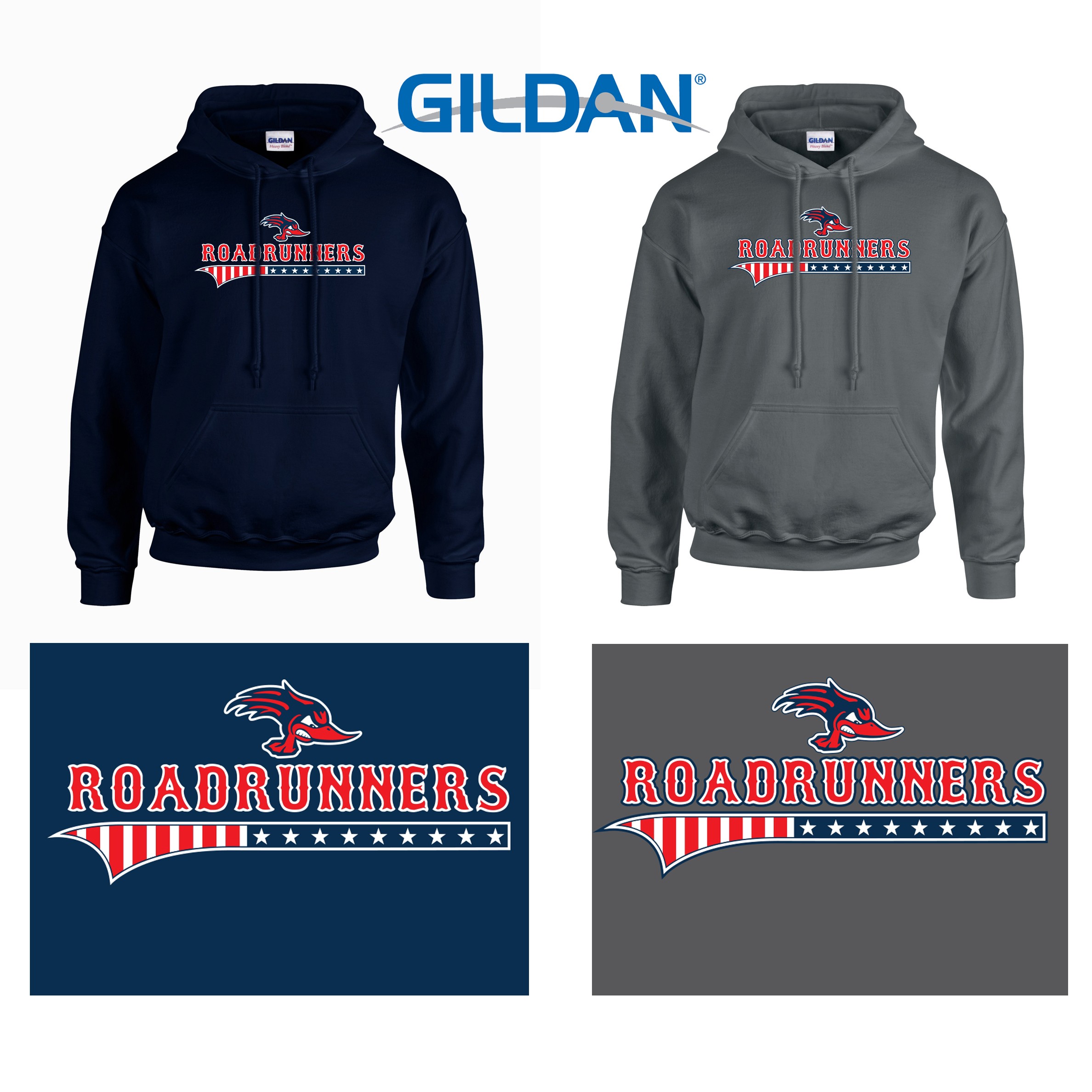 Roadrunners Gildan Adult Heavy Blend™ 8 oz., 50/50 Pullover Hooded Sweatshirt