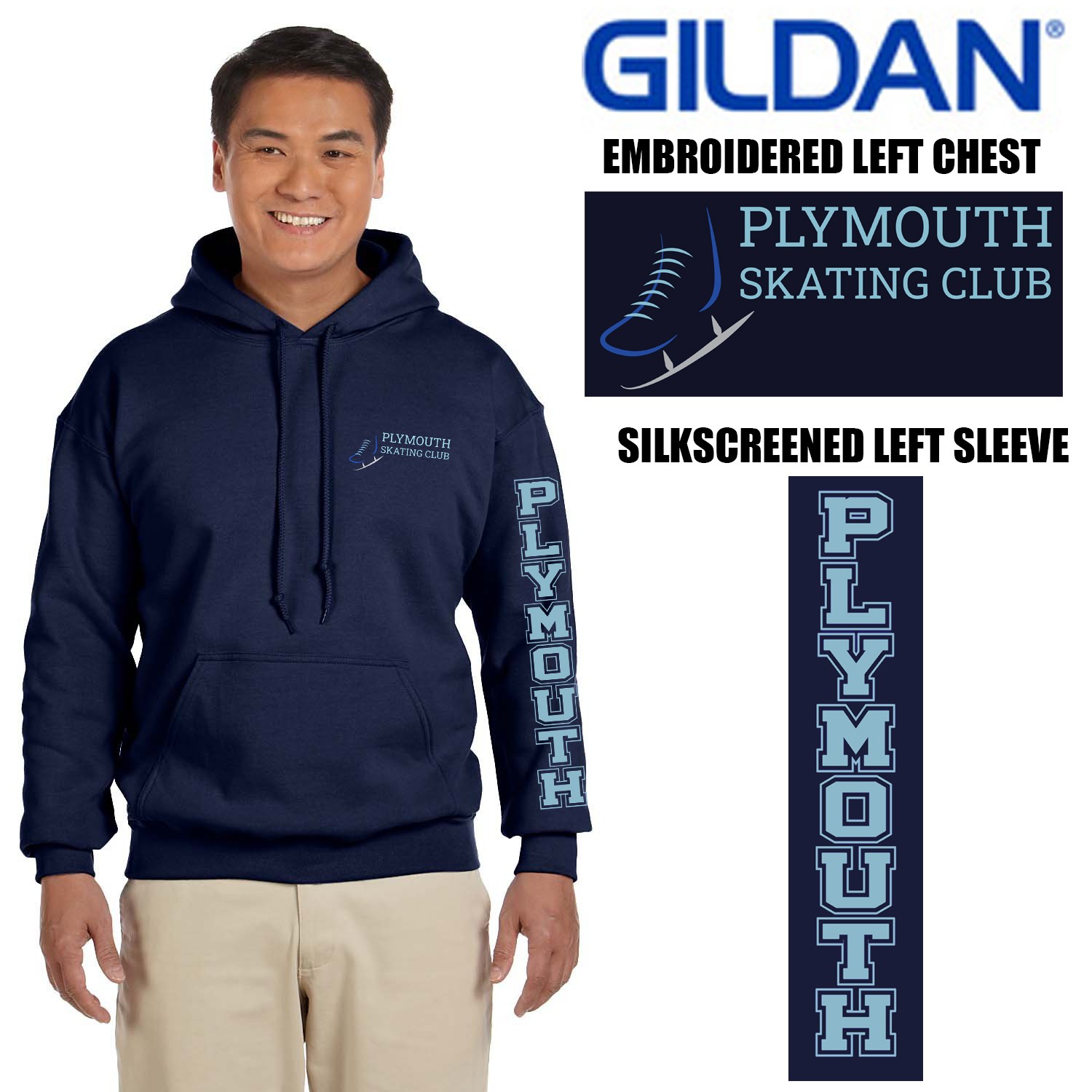 Plymouth Skating Club Gildan Adult Heavy Blend™ 8 oz., 50/50 Hooded Sweatshirt, Adult
