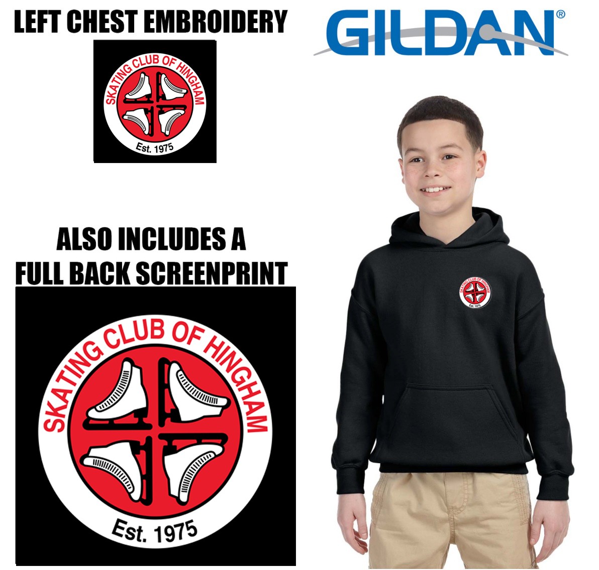 Skating Club of Hingham Gildan Youth Heavy Blend™ 8 oz., 50/50 Hooded Pullover Sweatshirt