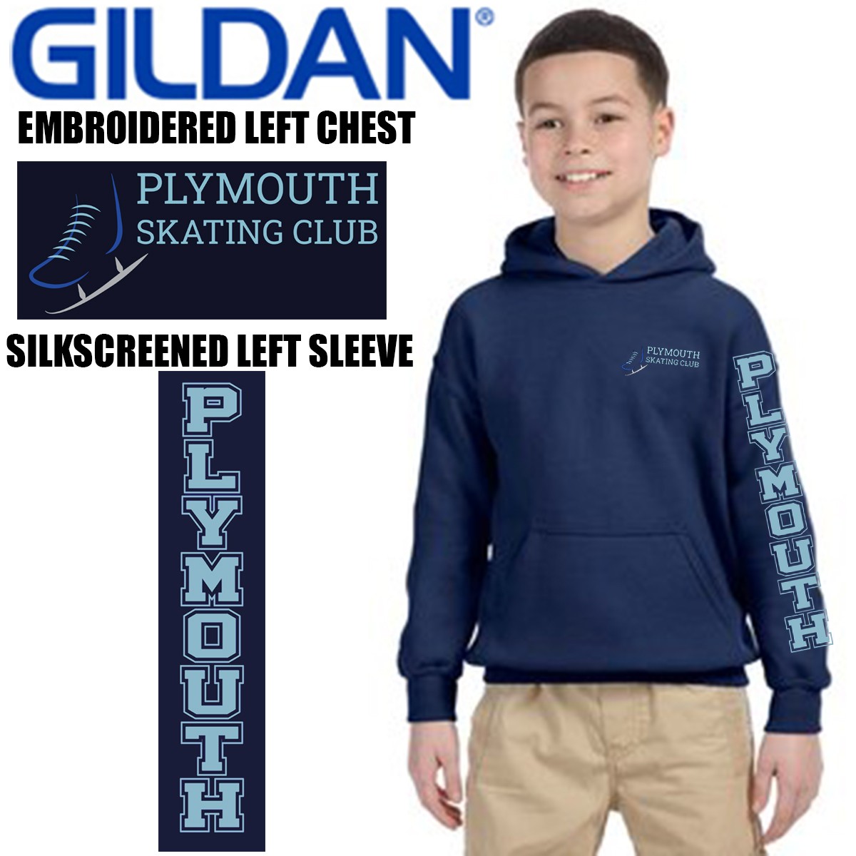 Plymouth Skating Club Gildan Youth Heavy Blend™ 8 oz., 50/50 Hooded Sweatshirt, Youth