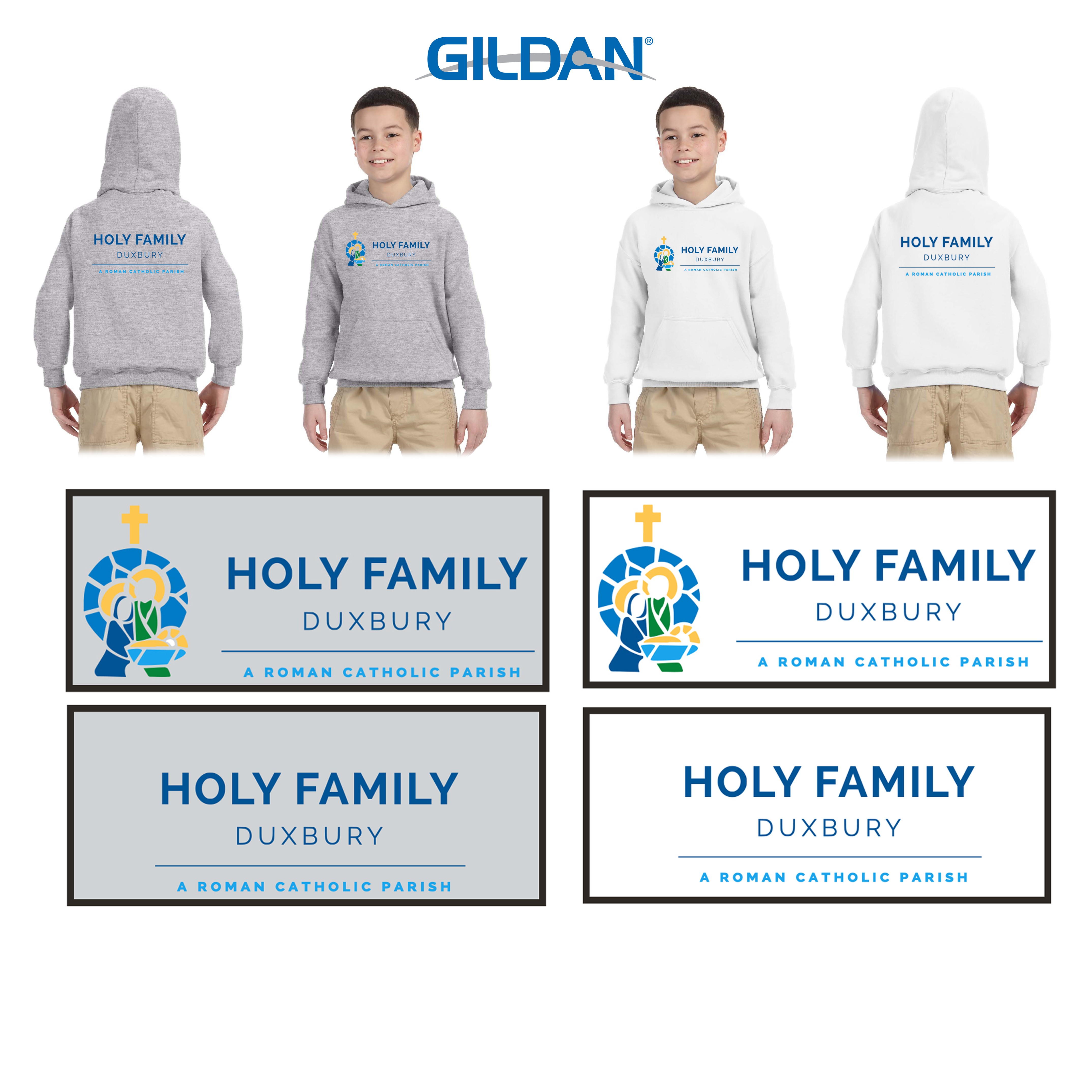 Holy Family Duxbury Gildan Youth Heavy Blend™ 8 oz., 50/50 Hood, Printed