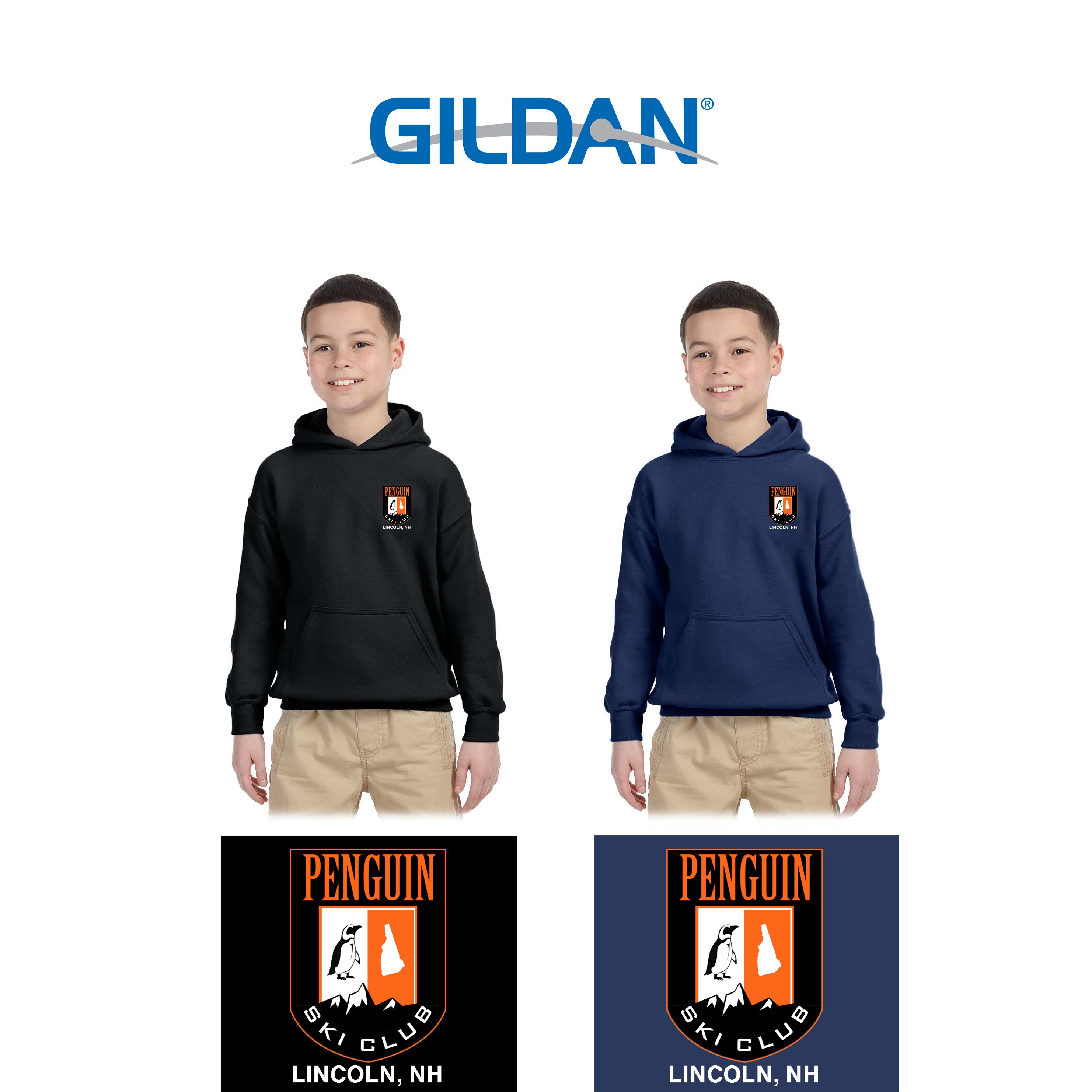Penguin Ski Club Gildan Youth Heavy Blend™ 8 oz., 50/50 Hooded Pullover Sweatshirt