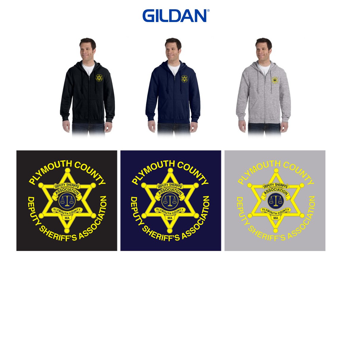 Plymouth County Deputy Sheriffs Association Gildan Adult Heavy Blend™ 8 oz., 50/50 Full-Zip Hooded Sweatshirt