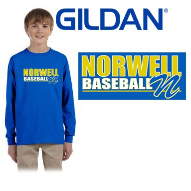 Norwell Baseball Gildan Youth Ultra Cotton® Long-Sleeve T-Shirt Model G240B