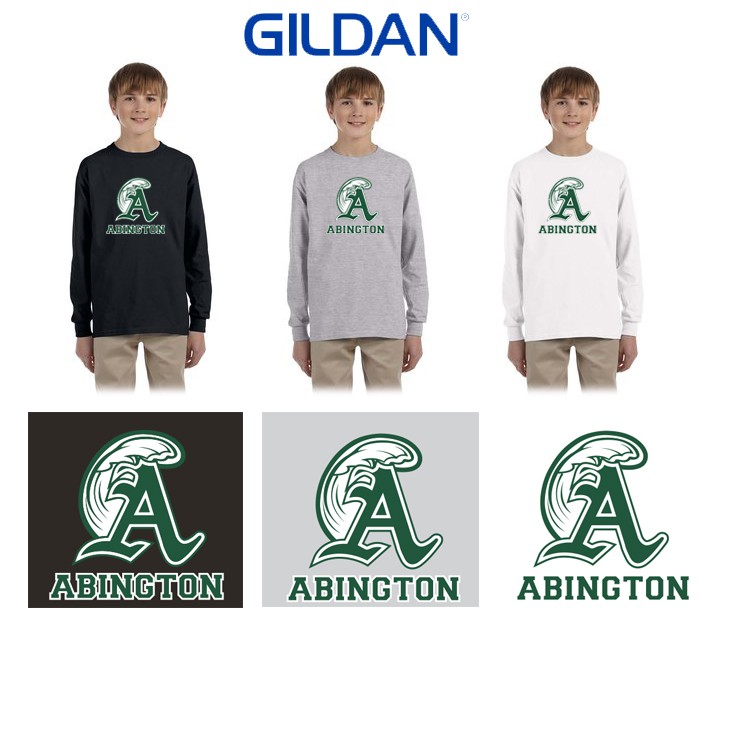 Abington Elementary & Middle School Greenwave Apparel Gildan Youth Ultra Cotton® Long-Sleeve T-Shirt, #G240B
