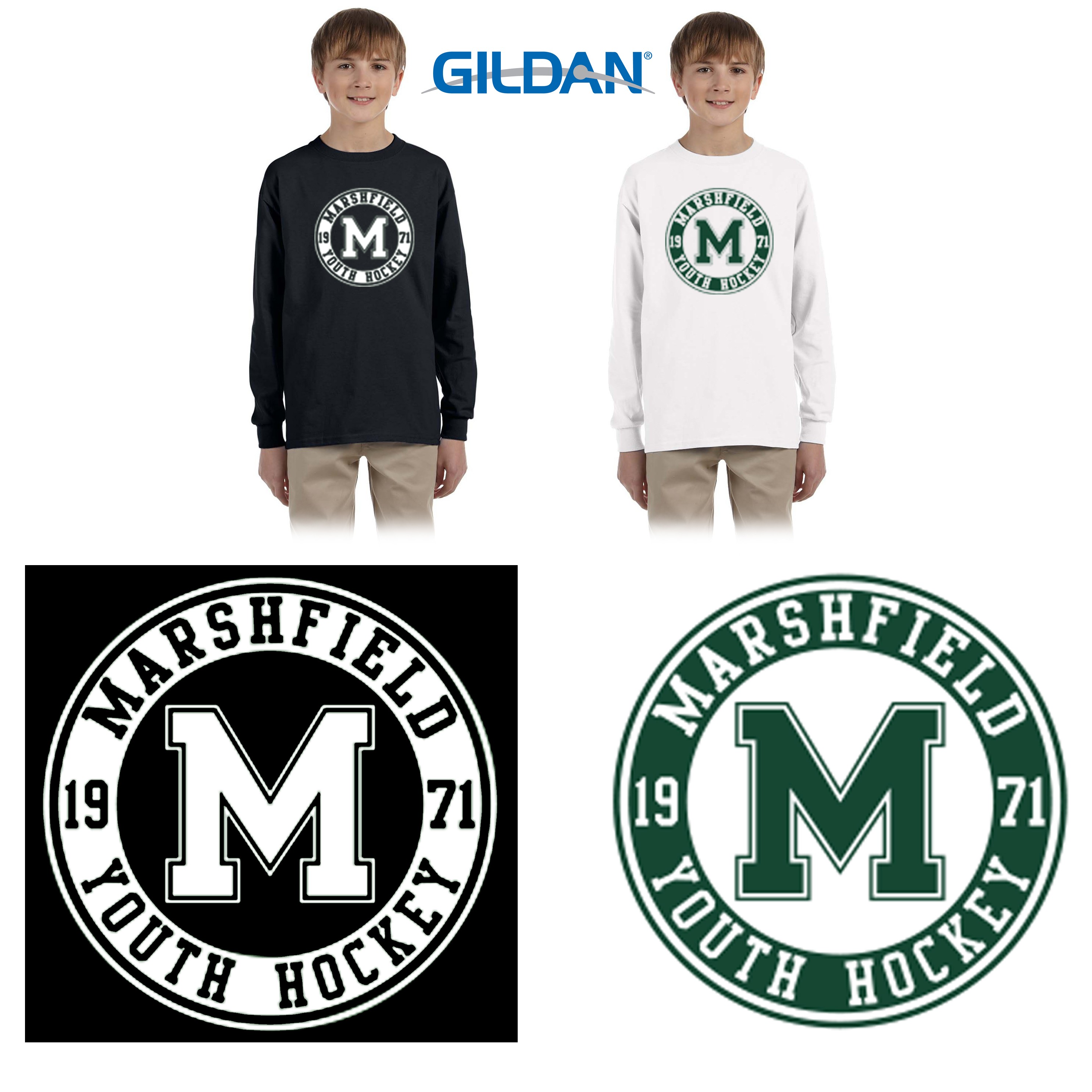 Marshfield Youth Hockey Gildan Youth Ultra Cotton® 6 oz. Long-Sleeve T-Shirt