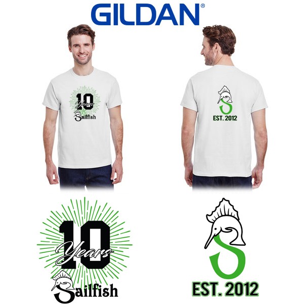 Sailfish Swim Team Special Limited Edition Tee- Sailfish 10 Years/Established 2012 Gildan Adult Heavy Cotton™ T-Shirt