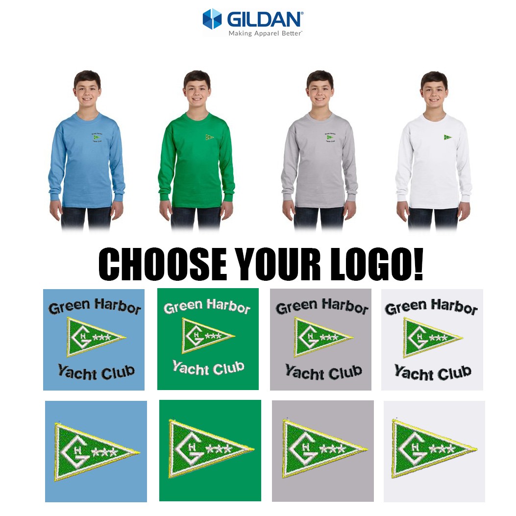 Green Harbor Yacht Club Gildan® Youth Heavy Cotton Long Sleeve T-Shirt, Youth Fit