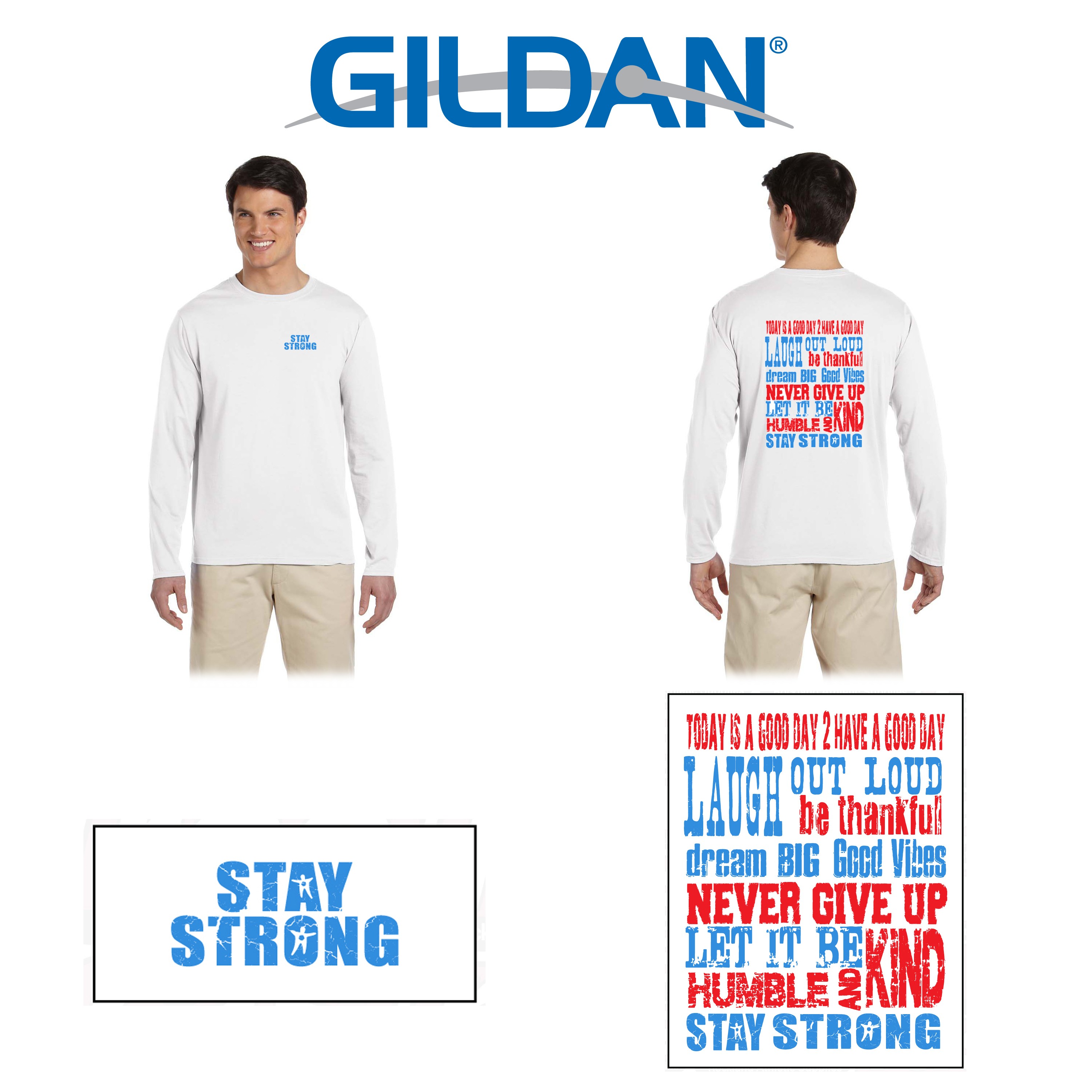 Learn To Cope Gildan Adult Softstyle® 4.5 oz. Long-Sleeve T-Shirt Featuring The “STAY STRONG” & "TODAY IS A GOOD DAY..." Logo
