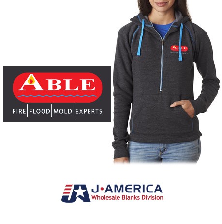 Able Construction J America Ladies' Triblend Half-Zip Fleece Hood 