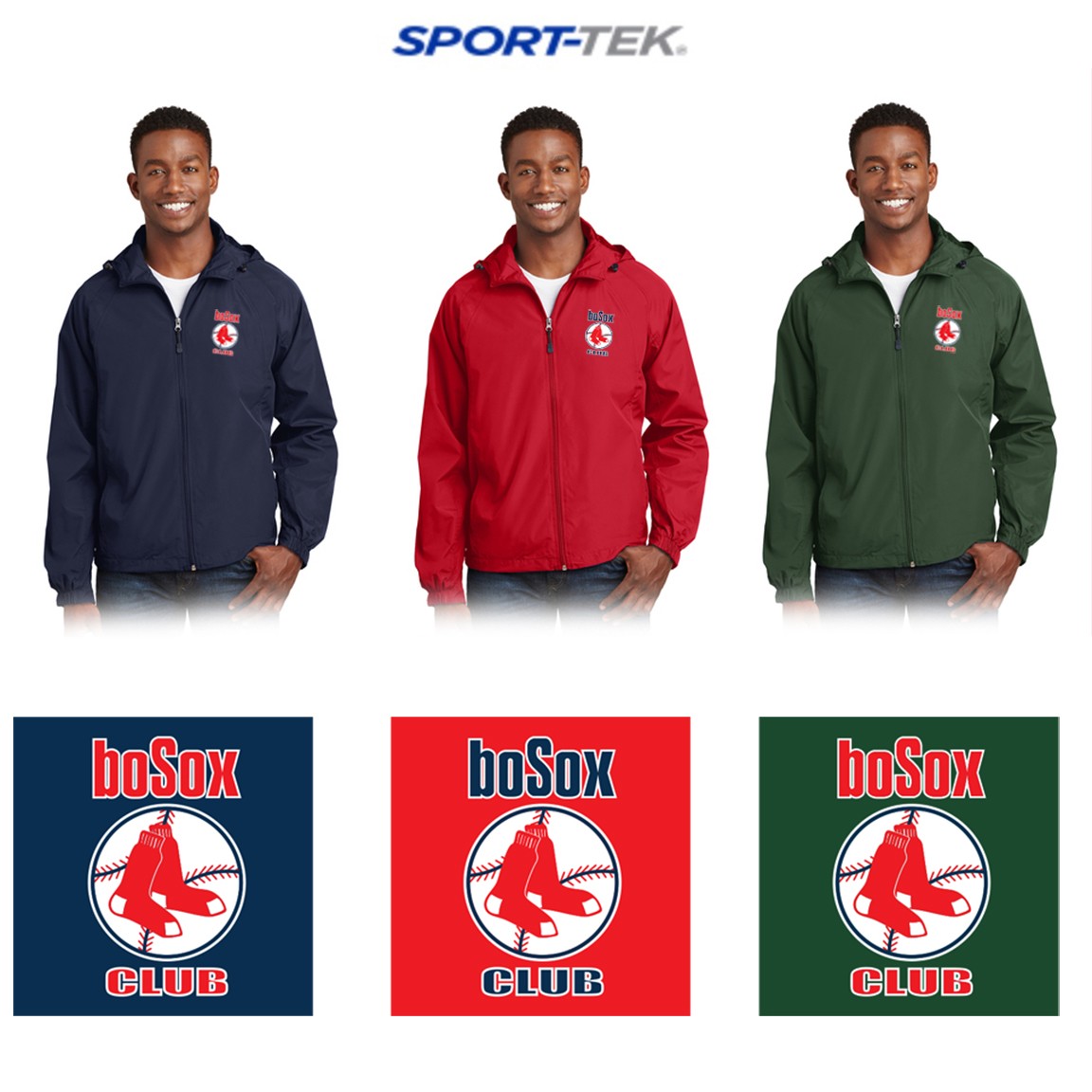 BoSox Club Sport Tek® Men’s Hooded Raglan Jacket, (Web Store Exclusive), Adult Unisex/Men’s Fit