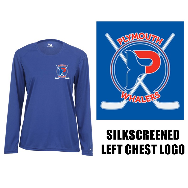 Plymouth Whalers Hockey Badger B-Core Performance Tee, Long Sleeve, Ladies